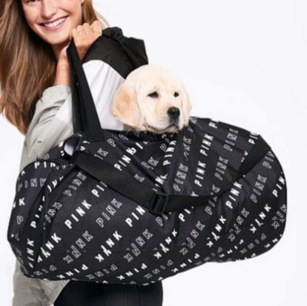 PINK ROUND LOGO DUFFLE BAG